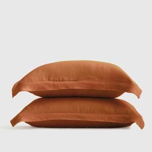 NWOT! Quince Linen Terracotta Flange King Shams! Set Of 2 (L13)